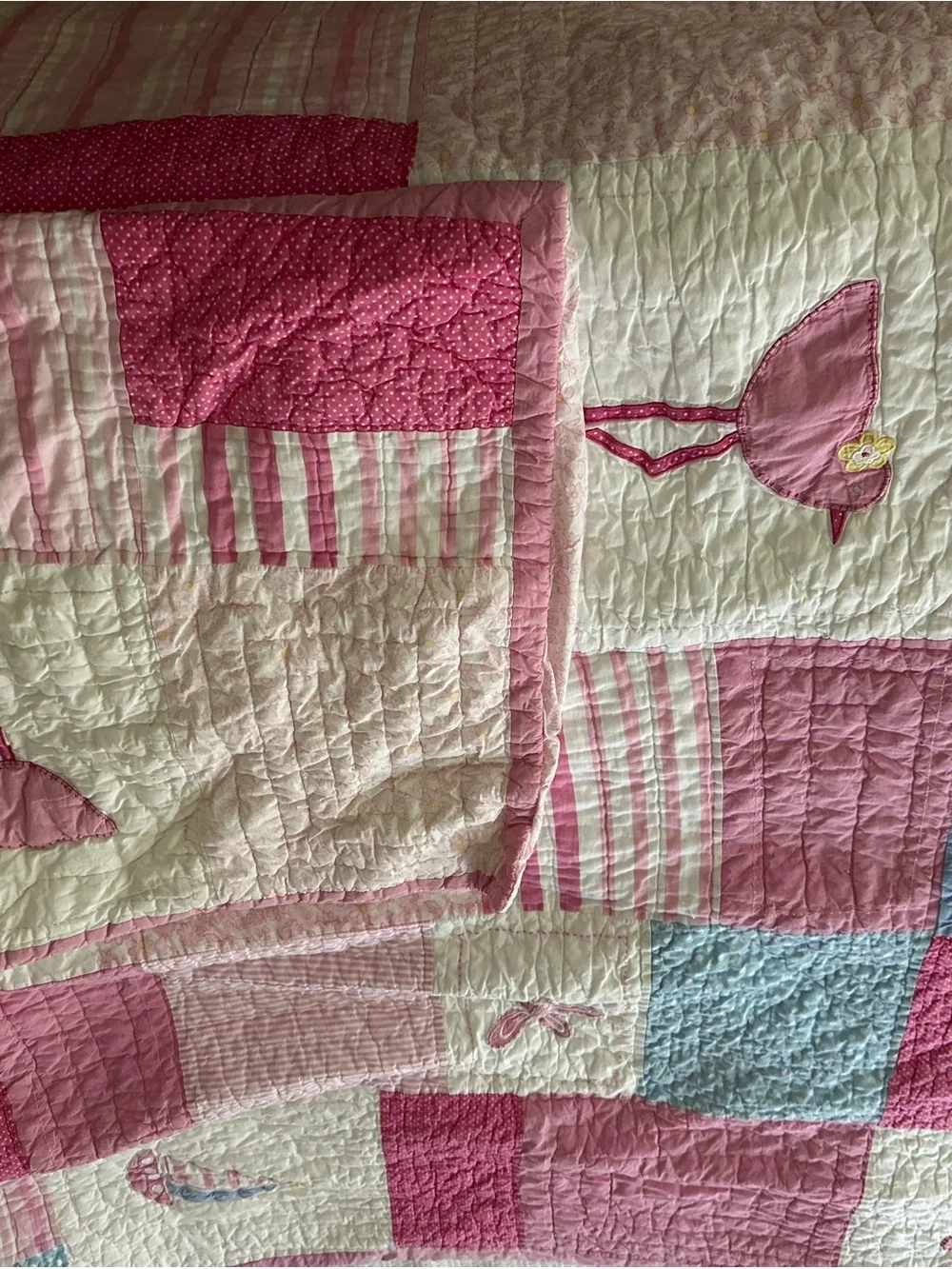 Pottery Barn Kids Pink Patchwork Quilt size twin includes pillow sham